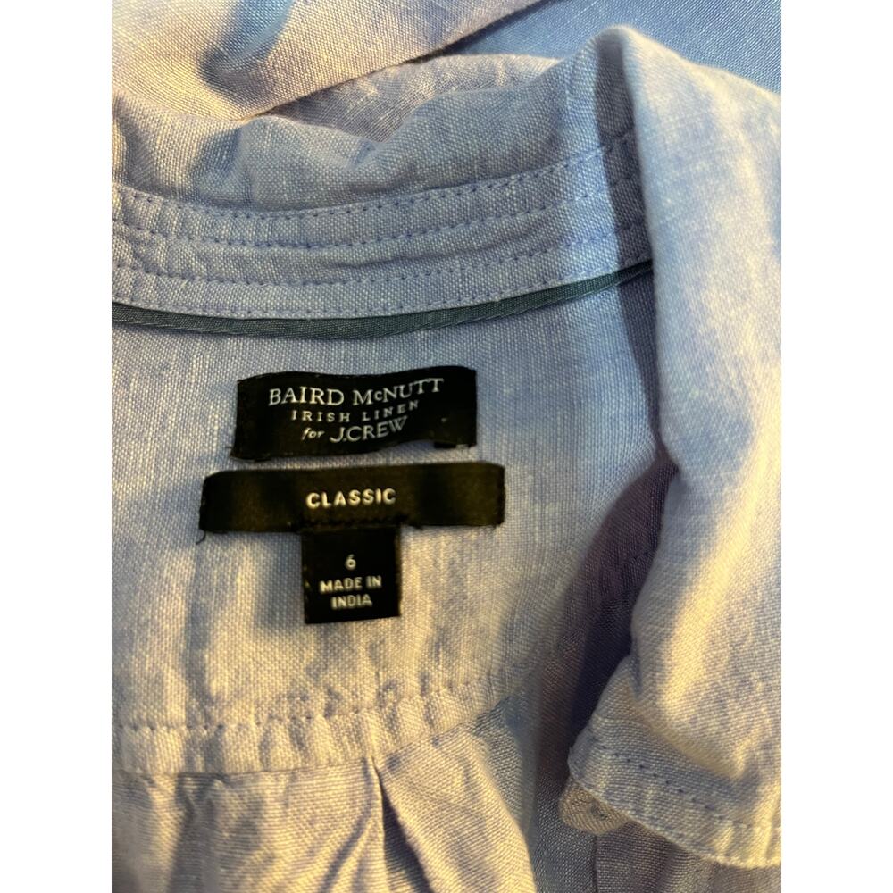 Baird McNutt for J.Crew Irish Linen Shirt Size 6 Blue Preppy Minimalist Office - Picture 6 of 6